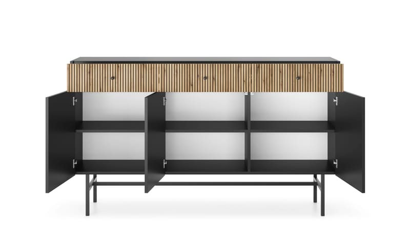 Francisca Byrå 155 cm - Svart/Ek - Förvaring - Förvaringsmöbler - Byrå