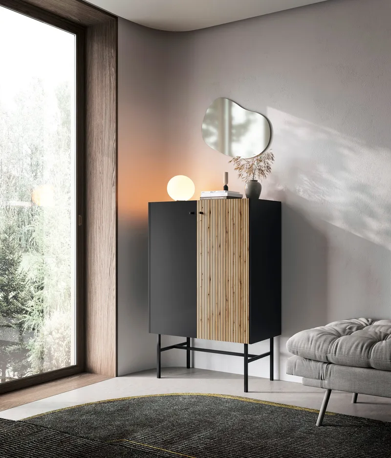 Francisca Byrå 93 cm - Svart/Ek - Förvaring - Förvaringsmöbler - Byrå - Hallbyrå