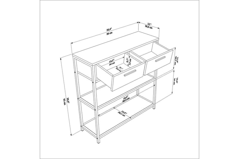 Fynlor Byrå 90 cm - Svart/Vit - Förvaring - Förvaringsmöbler - Byrå - Hallbyrå