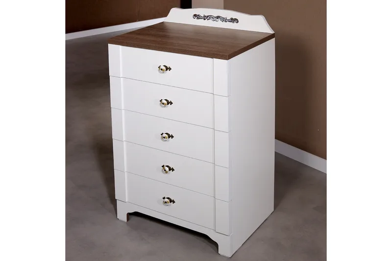 Gaszpar Byrå - Vit/Valnöt - Förvaring - Förvaringsmöbler - Byrå - Hallbyrå