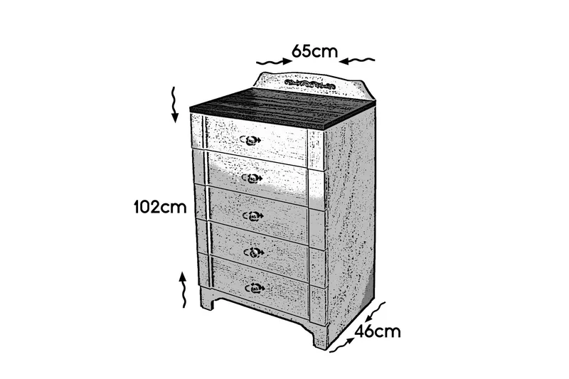Gaszpar Byrå - Vit/Valnöt - Förvaring - Förvaringsmöbler - Byrå - Hallbyrå