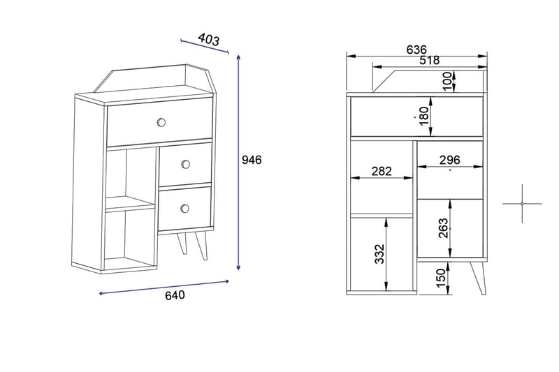 Hafing Byrå 64x94,6 cm Svart/Brun - Hanah Home - Hallförvaring - Hallbyrå - Byrå