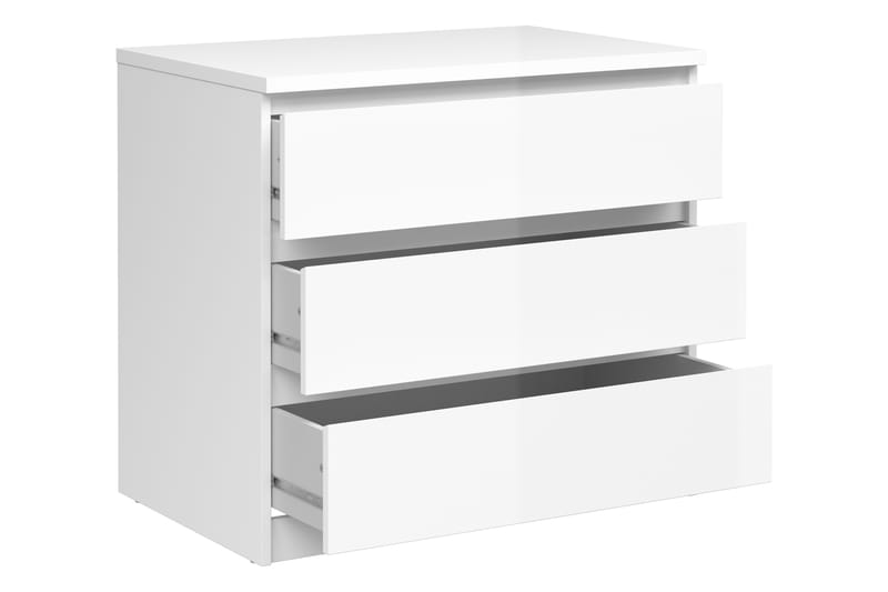 Naia Byrå 77 cm 3 Lådor - Vit/Högglans - Förvaring - Förvaringsmöbler - Byrå - Hallbyrå