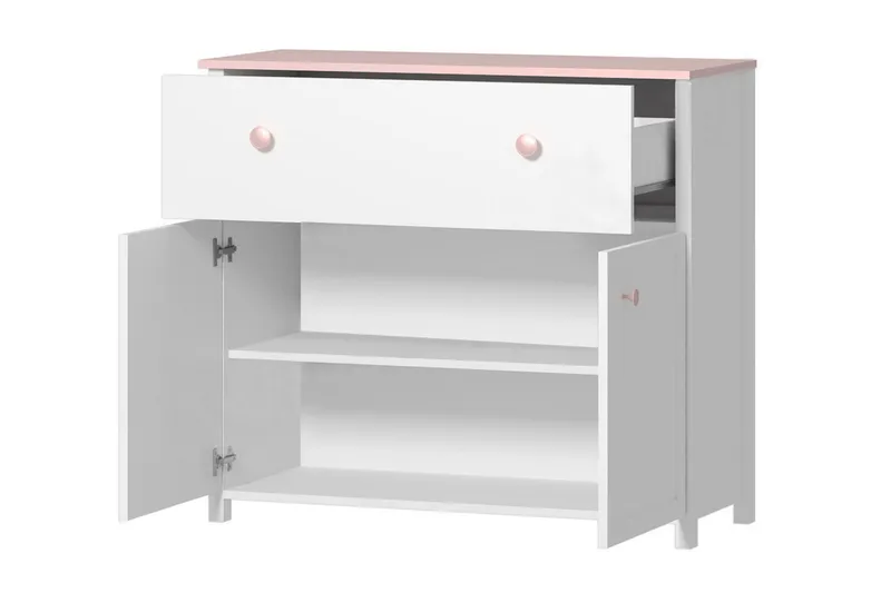 Hilts Byrå 110x90 cm Vit||Pink - Förvaring - Förvaringsmöbler - Byrå - Hallbyrå