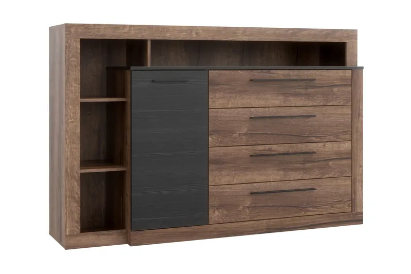 Hither Byrå 161 cm, Brun/Svart