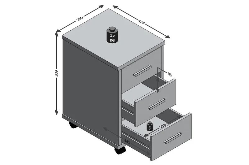 Diego Hurts 35 cm - Vit/Betong - Förvaring - Förvaringsmöbler - Byrå - Hurtsar