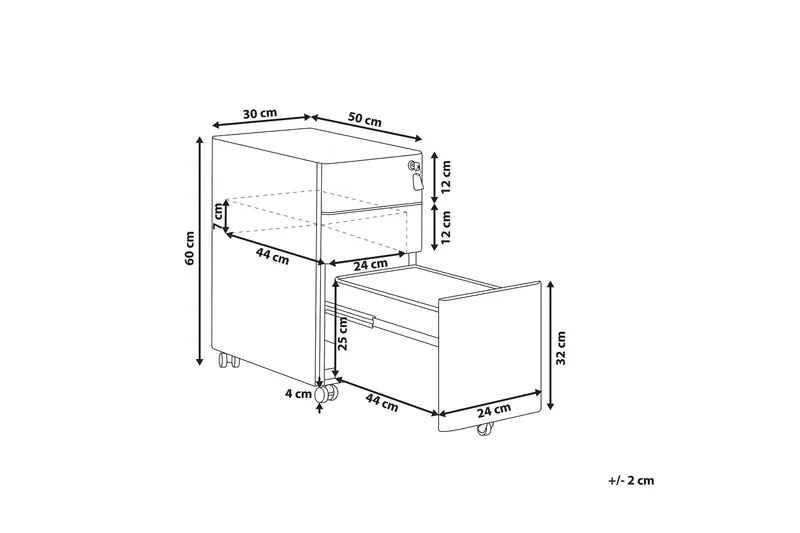 Lubriano Kontorshurts 30x50 cm - Metall/Svart - Förvaring - Förvaringsmöbler - Byrå - Hurtsar