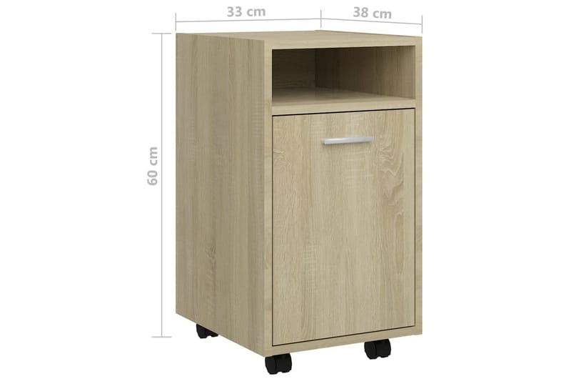 Sidoskåp med hjul sonoma-ek 33x38x60 cm spånskiva - Ek - Förvaring - Förvaringsmöbler - Byrå - Hurtsar