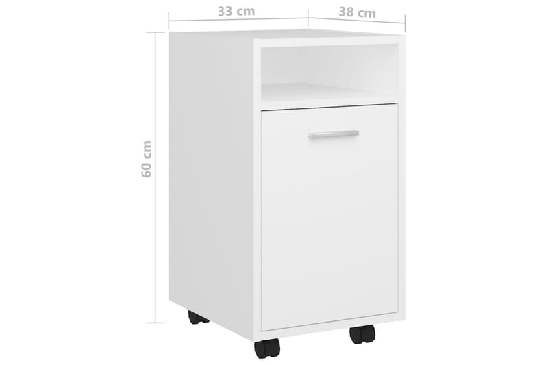 Sidoskåp med hjul vit 33x38x60 cm spånskiva - Vit - Förvaring - Förvaringsmöbler - Byrå - Hurtsar