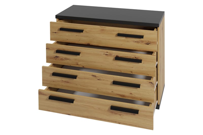 Ines Byrå 40x90 cm - Ek/Svart - Förvaring - Förvaringsmöbler - Byrå - Hallbyrå