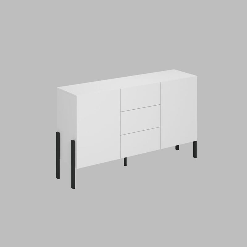 Byrå Jukon 2 Dörrar med 3 Lådor, Vit Supermat, 154 cm