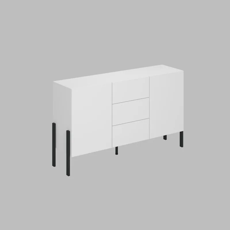 Byrå Jukon 2 Dörrar med 3 Lådor - Vit Supermat, 154 cm - Förvaring - Förvaringsmöbler - Sideboard & skänk