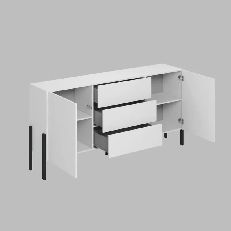 Byrå Jukon 2 Dörrar med 3 Lådor - Vit Supermat, 184 cm - Förvaring - Förvaringsmöbler - Sideboard & skänk