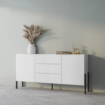 Byrå Jukon 2 Dörrar med 3 Lådor - Vit Supermat, 184 cm - Förvaring - Förvaringsmöbler - Sideboard & skänk