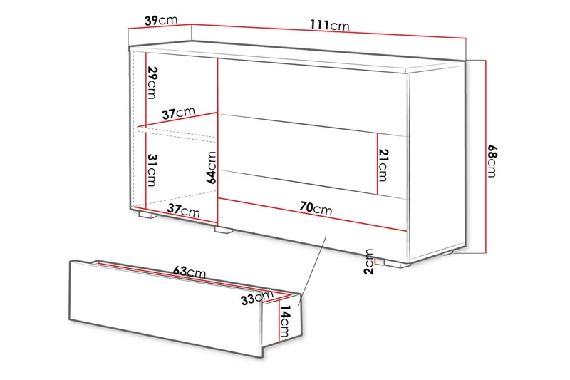 Kankuro Byrå 111x68 cm - Natur - Förvaring - Förvaringsmöbler - Byrå