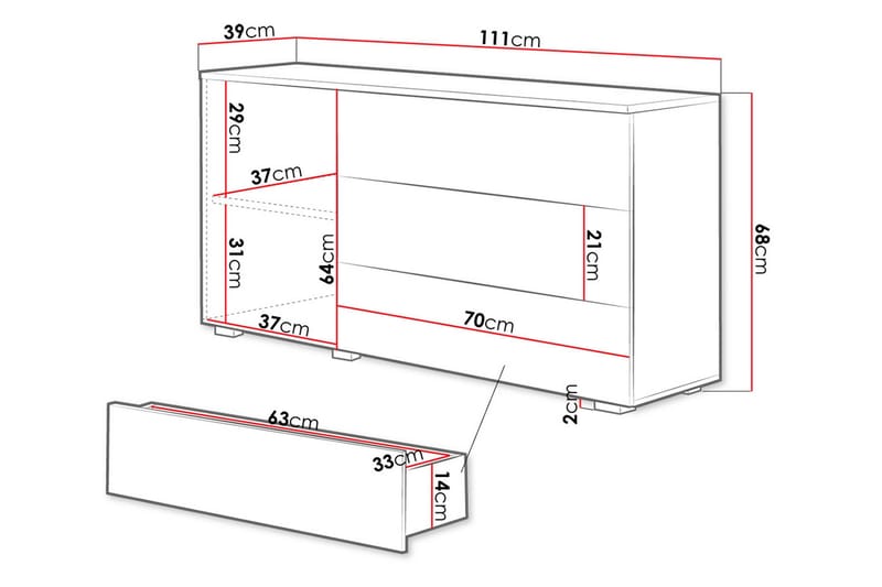 Kankuro Byrå 111x68 cm - Vit - Förvaring - Förvaringsmöbler - Byrå