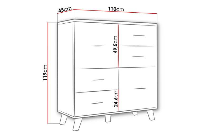 Kardos Byrå 45x110 cm - Natur/Svart - Förvaring - Förvaringsmöbler - Byrå - Hallbyrå