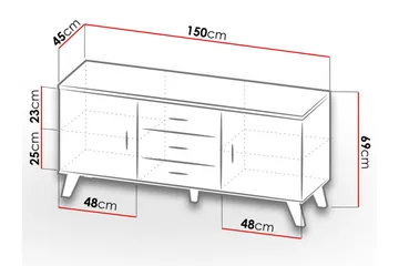 Kardos Byrå 45x150 cm - Natur/Svart - Förvaring - Förvaringsmöbler - Byrå - Hallbyrå