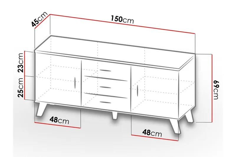 Kardos Byrå 45x150 cm - Natur/Svart - Förvaring - Förvaringsmöbler - Byrå - Hallbyrå