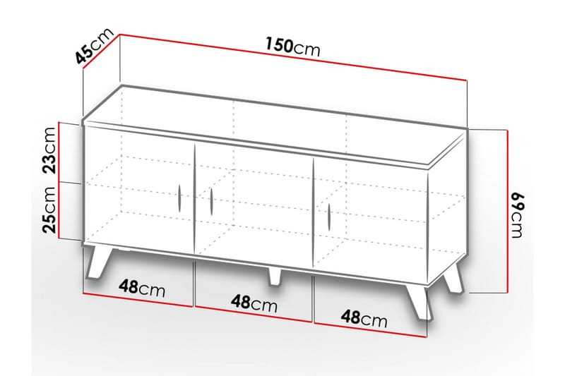 Kardos Byrå 45x150 cm - Natur/Svart - Förvaring - Förvaringsmöbler - Byrå - Hallbyrå