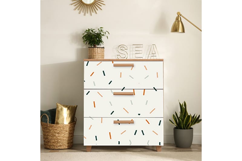 Leva Byrå 80x95 cm Brun/Vit - Hanah Home - Förvaring - Förvaringsmöbler - Byrå - Hallbyrå