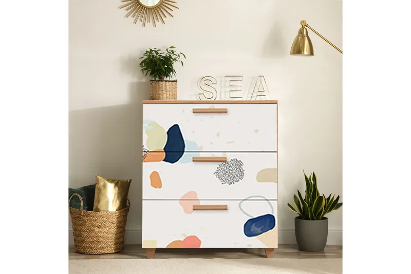 Leva Byrå 80x95 cm Brun/Vit - Hanah Home - Förvaring - Förvaringsmöbler - Byrå - Hallbyrå