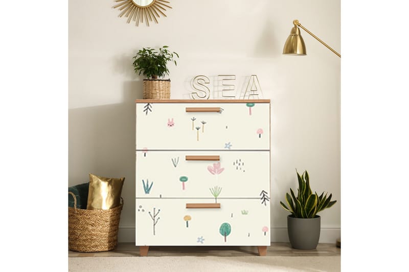 Leva Byrå 80x95 cm Brun/Vit - Hanah Home - Förvaring - Förvaringsmöbler - Byrå - Hallbyrå