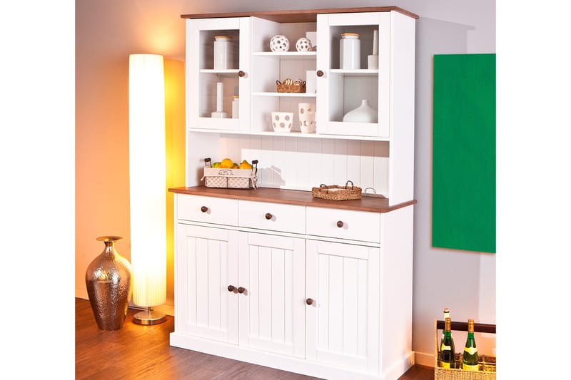 Livesey Skänkvitrin A 131 cm - Vit/Brun - Förvaring - Förvaringsmöbler - Byrå