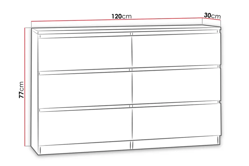 Malwa Byrå 120x30x77 cm - Svart - Förvaring - Förvaringsmöbler - Byrå - Hallbyrå