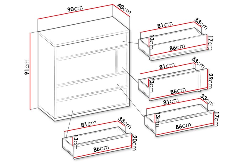 Metropolitan Byrå - Brun/Vit/Ljusgrå/Svart - Förvaring - Förvaringsmöbler - Byrå - Hallbyrå