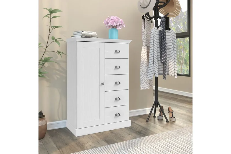 Byrå Motala 75x35x110 cm, Vit - 75x35x110 cm, Vit - Förvaring - Förvaringsmöbler - Byrå - Hallbyrå