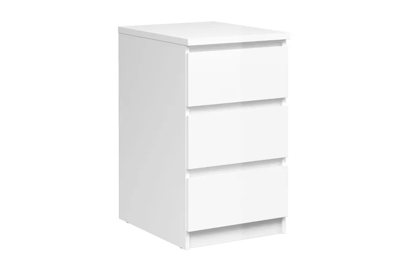 Naia Byrå 40 cm 3 Lådor, Vit/Högglans