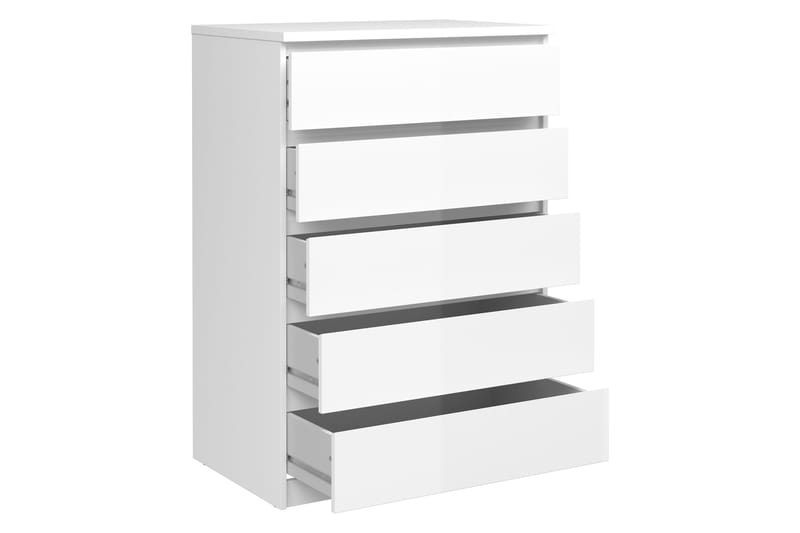 Naia Byrå 77 cm 5 Lådor - Vit/Högglans - Förvaring - Förvaringsmöbler - Byrå - Hallbyrå