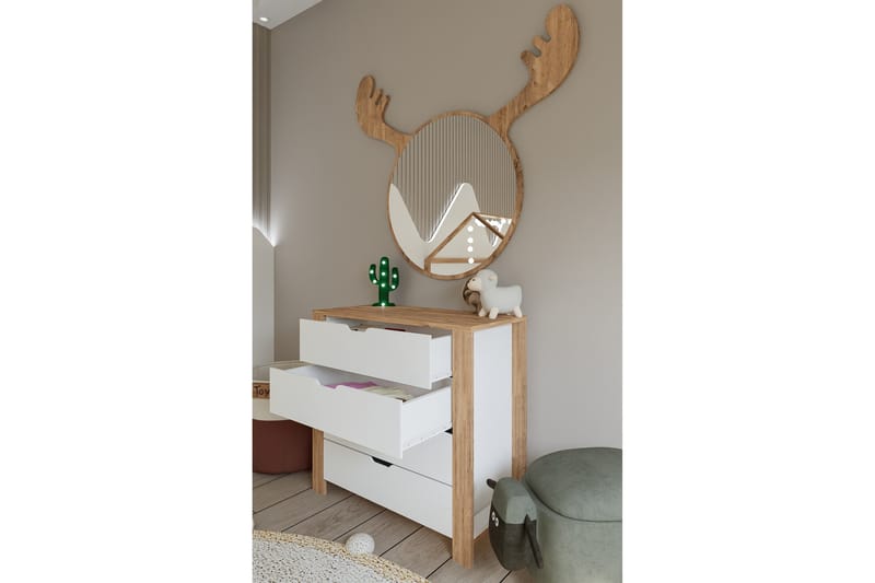 Nordhs Byrå 90 cm - Ljusbrun/Vit - Förvaring - Förvaringsmöbler - Byrå - Hallbyrå