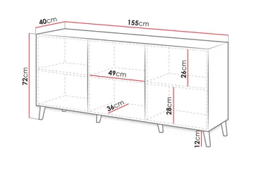 Novaj Byrå 40x155 cm - Rosa/Svart - Förvaring - Förvaringsmöbler - Byrå