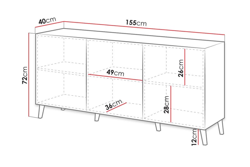 Novaj Byrå 40x155 cm - Svart - Förvaring - Förvaringsmöbler - Byrå - Hallbyrå