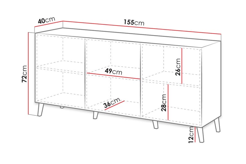 Novaj Byrå 40x155 cm - Svart - Hallförvaring - Hallbyrå - Byrå