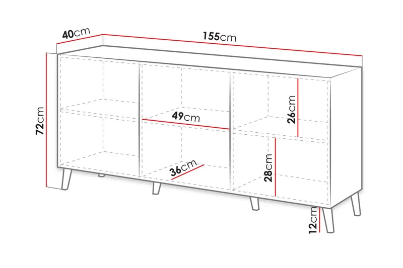Novaj Byrå 40x155 cm - Vit/Svart - Förvaring - Förvaringsmöbler - Byrå - Hallbyrå