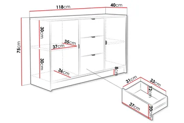 Novaj Highboard - Beige - Förvaring - Skåp - Förvaringsskåp