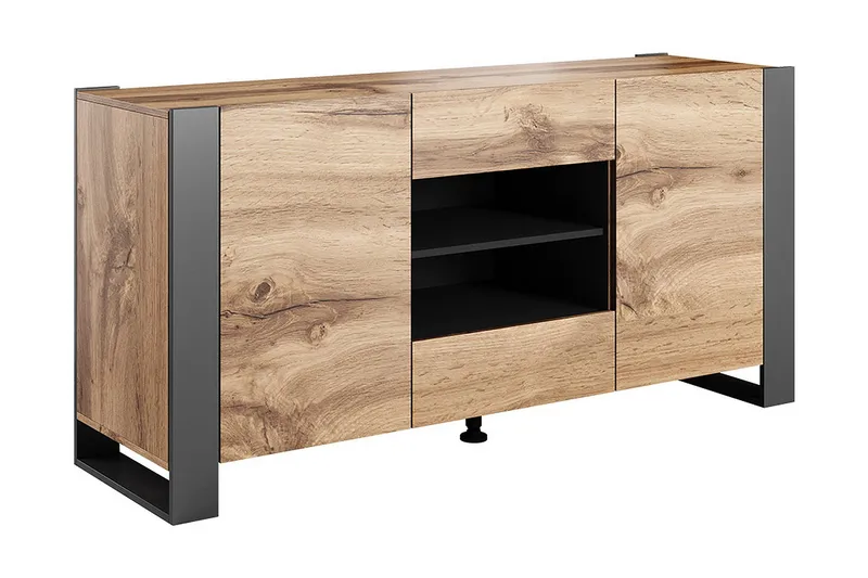 Oberting Byrå 164x44 cm, Trä/natur/Grå