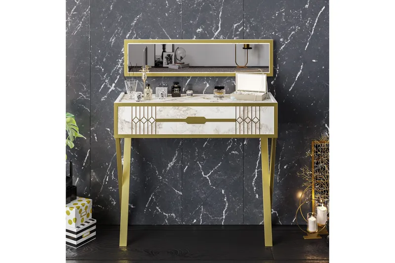 Ocotla Byrå 90x32 cm Låda - Vit - Möbler - Bord & matgrupper - Sminkbord & toalettbord - Sminkbord med spegel