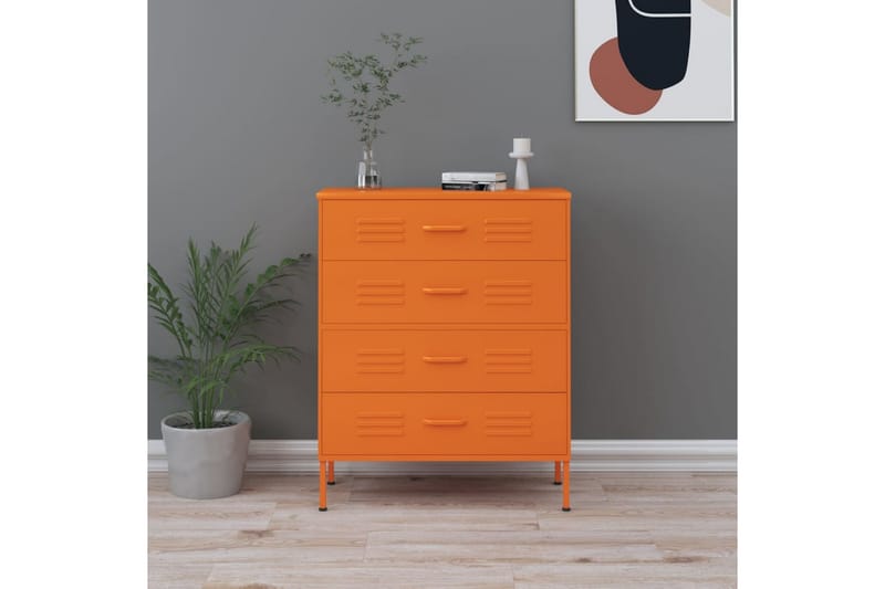 Byrå orange 80x35x101,5 cm stål - Orange - Hallförvaring - Hallbyrå - Byrå