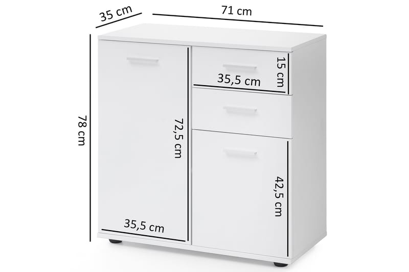 Pinuelas Byrå 71x36 cm - Vit - Förvaring - Förvaringsmöbler - Byrå - Hallbyrå