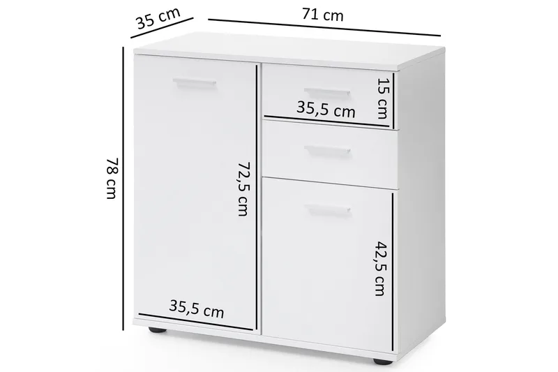 Pinuelas Byrå 71x36 cm - Vit - Förvaring - Förvaringsmöbler - Byrå - Hallbyrå