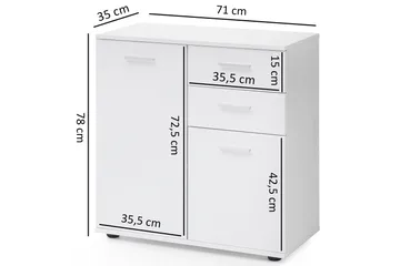 Pinuelas Byrå 71x36 cm - Vit - Förvaring - Förvaringsmöbler - Byrå - Hallbyrå