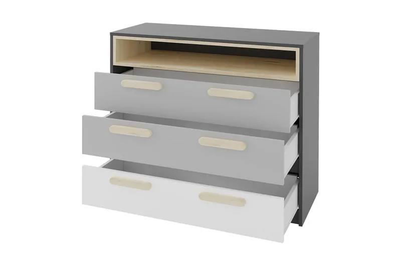 Pok Byrå 100x40x90 cm - Svart/Vit - Förvaring - Förvaringsmöbler - Byrå - Hallbyrå