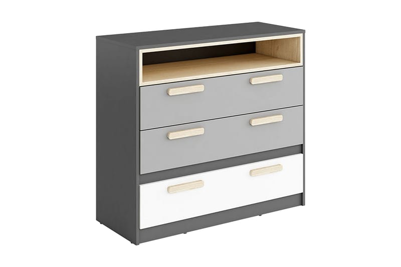 Pok Byrå 100x40x90 cm, Svart/Vit