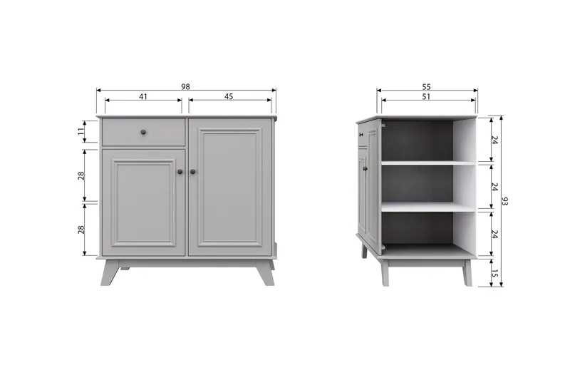 Portsea Byrå 98 cm - Offwhite - Förvaring - Förvaringsmöbler - Byrå - Hallbyrå