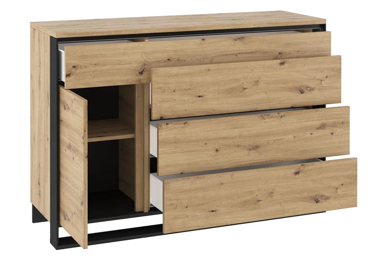 Quant Byrå 41x130 cm - Ek/Svart - Förvaring - Förvaringsmöbler - Byrå - Hallbyrå