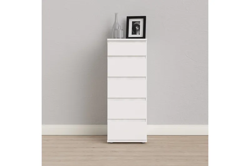 Rengo Byrå Smal 5 Lådor - Vit - Förvaring - Förvaringsmöbler - Byrå - Hallbyrå